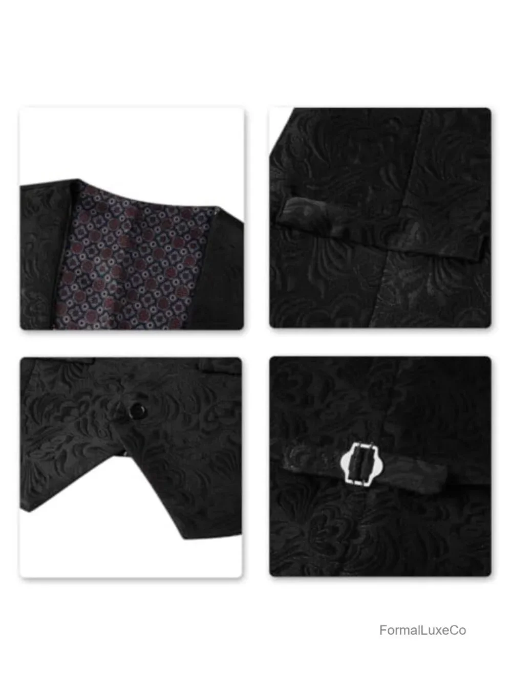 Men's 3 Piece Slim Fit Jacquard Tuxedo Suit Set